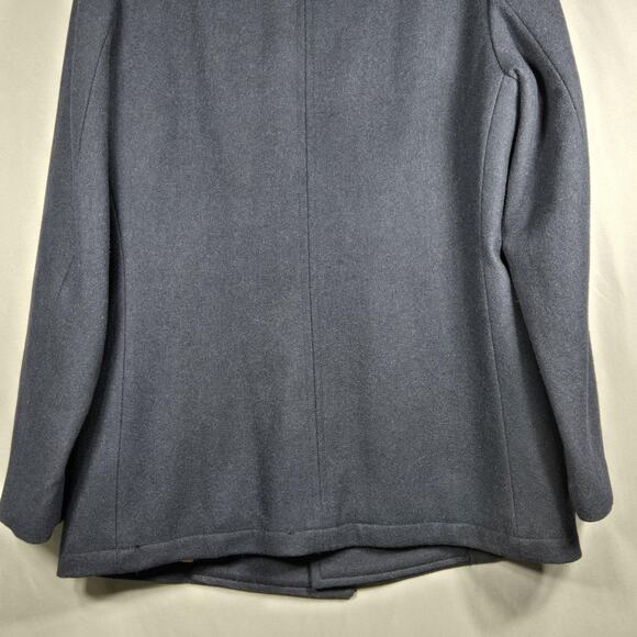 J Crew Pea Coat Mens Small Navy Wool Blend Quilted Lined Double Breasted Jacket - Picture 9 of 12